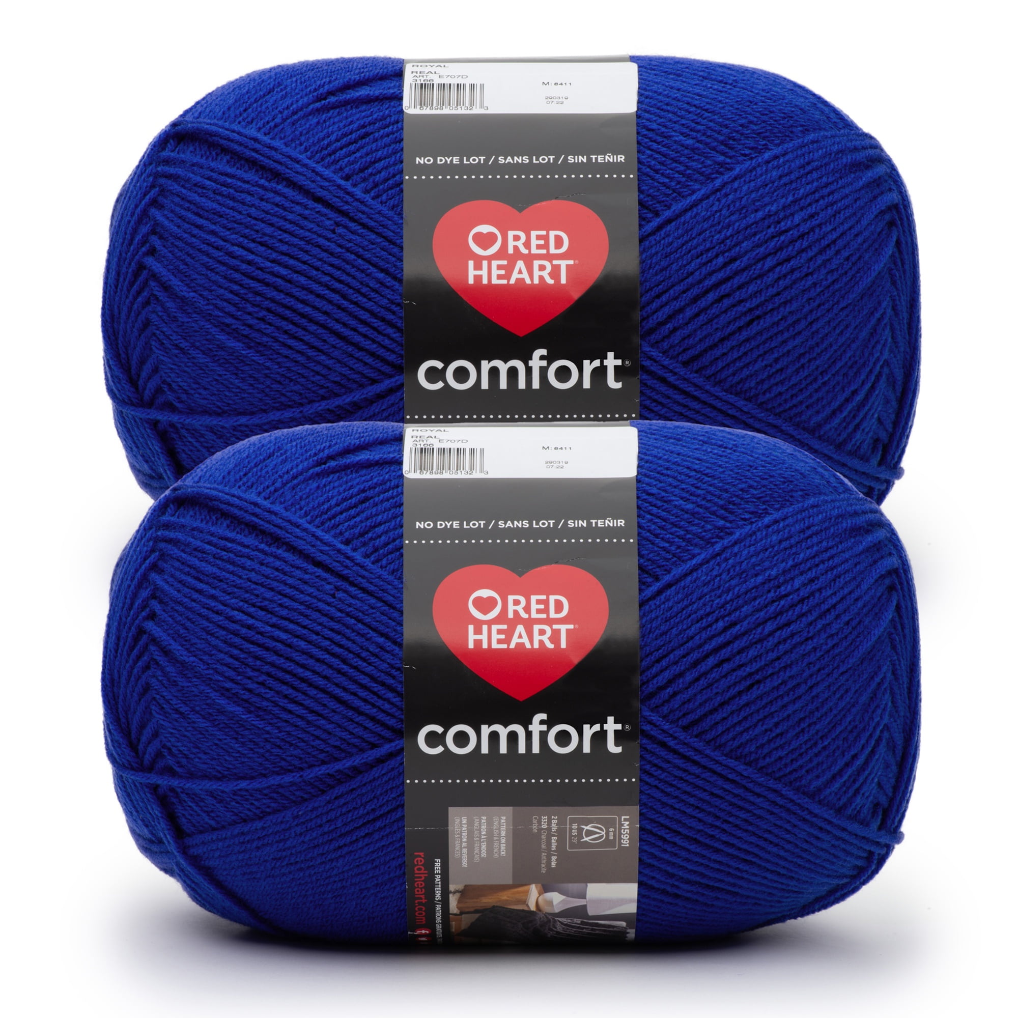 Red Heart® Comfort® #4 Medium Acrylic Yarn, Royal 16oz/454g 867 Yards (2 Pack)