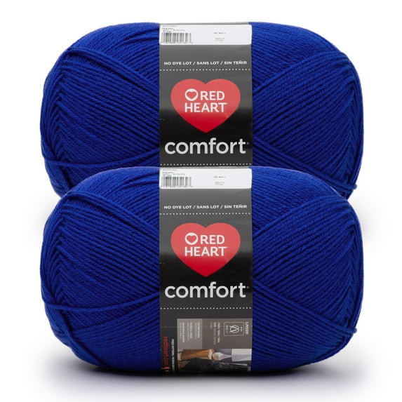 Red Heart® Comfort® #4 Medium Acrylic Yarn, Royal 16oz/454g 867 Yards (2 Pack)
