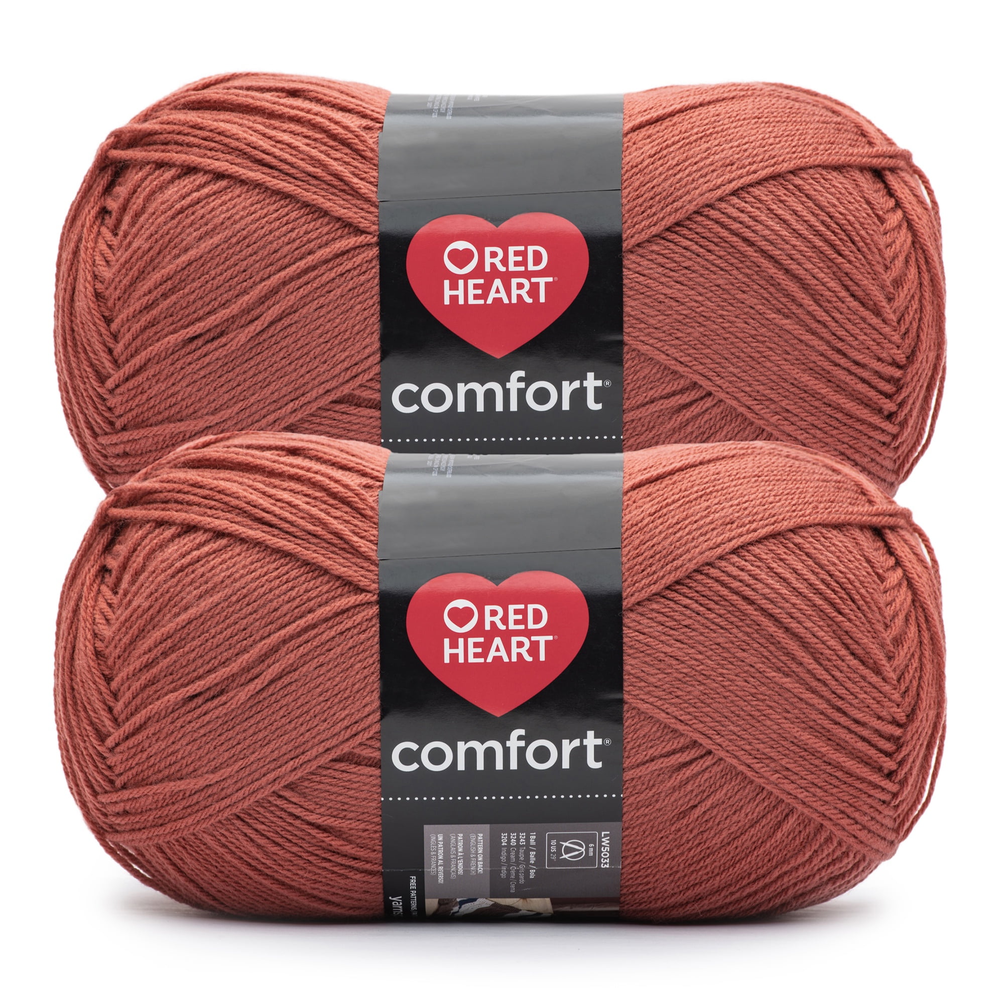 Red Heart® Comfort® #4 Medium Acrylic Yarn, Spice 16oz/454g 867 Yards (2 Pack)