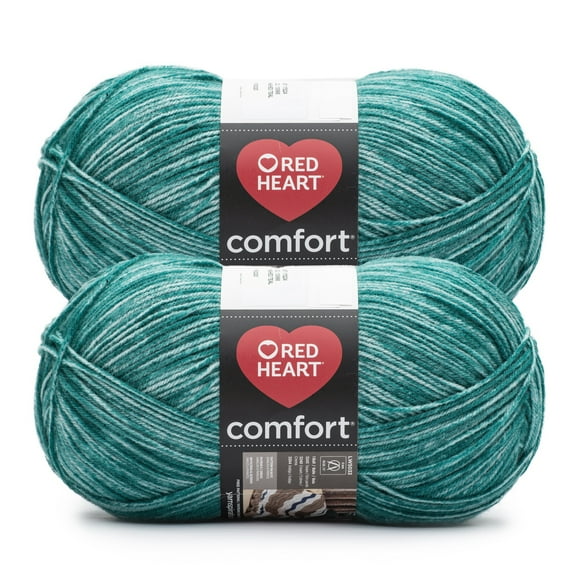 Red Heart® Comfort® #4 Medium Acrylic Yarn, Washed Teal 12oz/340g 649 Yards (2 Pk)