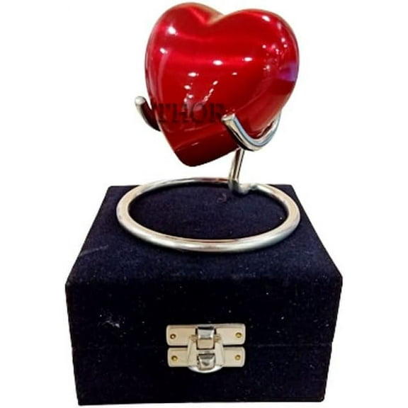 Red Heart Cremation Urn - Heart Keepsake Urn for Human Ashes with Premium Box & Heart Urn Stand - Small Handcrafted Red Urn for Ashes - Small Heart Shaped Urn - Perfect Mini Urn for Your Loved Ones