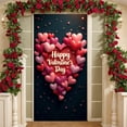 thumbnail image 1 of Red Heart Design Valentine's Day Banner Pink Ribbon Love Display Wooden Texture Glitter Accents Heart Backdrop for Valentine's Day Party Romantic Date Indoor Decoration, 1 of 9