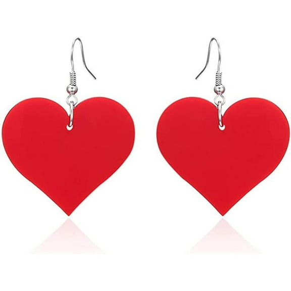 Red Heart Earrings for Women Rhinestone Love Heart Dangle Drop Earrings Valentine'S Day Heart Statement Earrings Gifts Jewelry