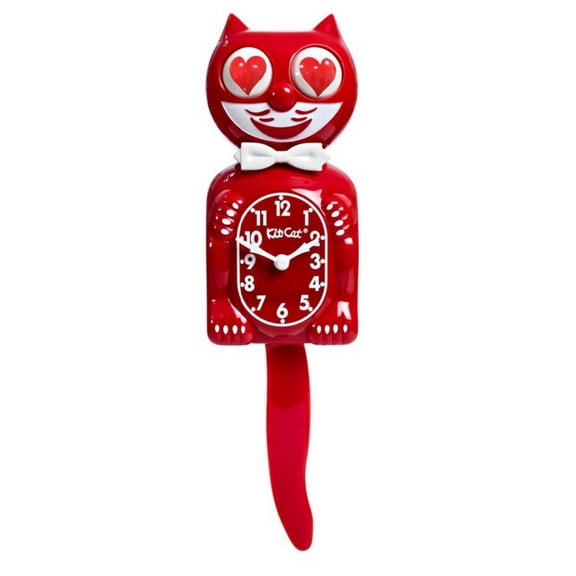 Red Heart Eyes Kit Cat Clock 15.5" Full Size Official Kit-Cat Klock with Moving Eyes and Tail Retro Style