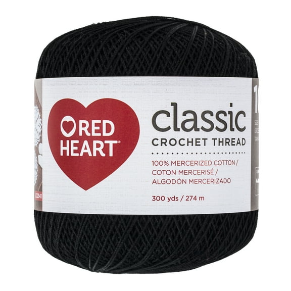 Red Heart Fashion Black Crochet Thread, 10 yd Size
