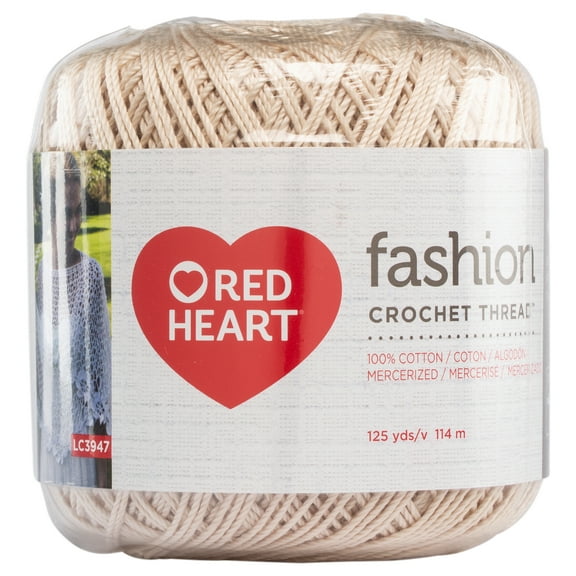 Red Heart Fashion Crochet Thread, Natural, 125 yds, Size 3, Cotton