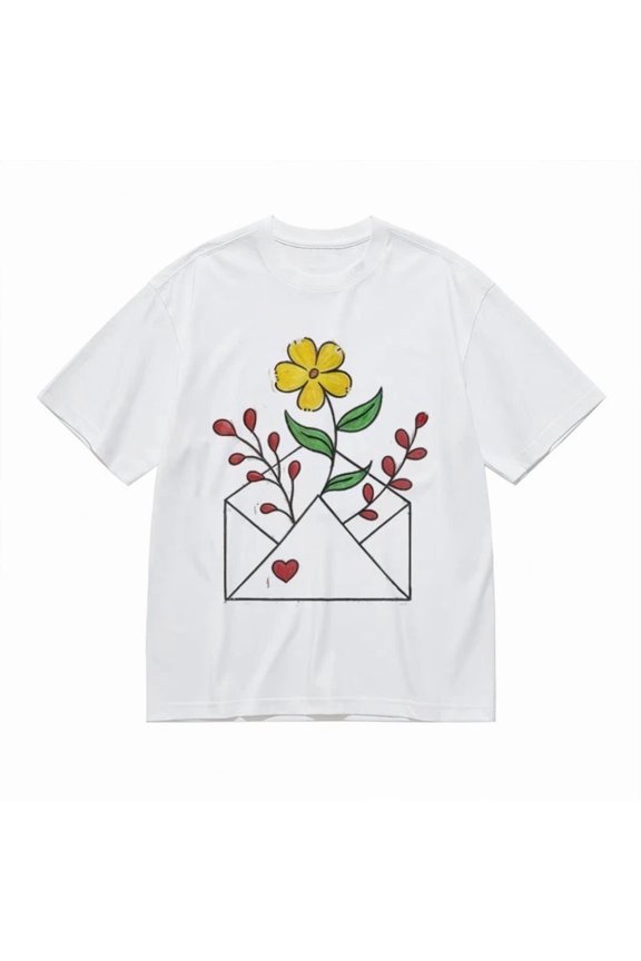 Red Heart Flower Mail Artwork Oversize Tee