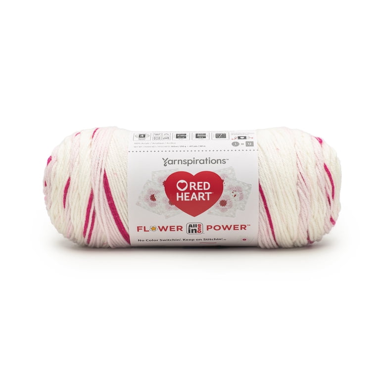 Red Heart Flower Power All-in-One Yarn, 250g, 417 yards, Cherry