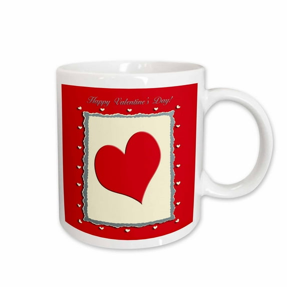 3drose, Red Heart Frame, Happy Valentines Day, 15oz Mug