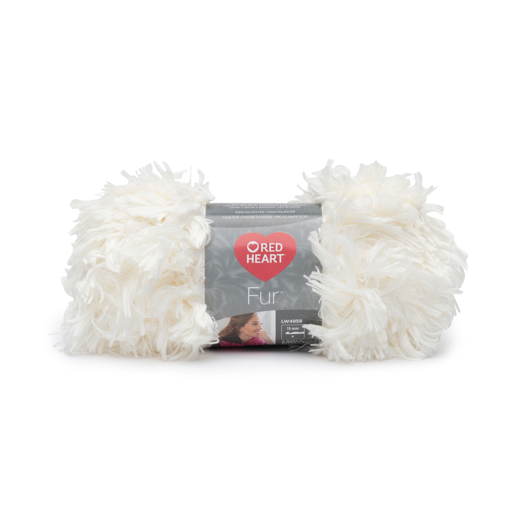 Red Heart Fur Yarn, Polar, Ployester, 100g, White