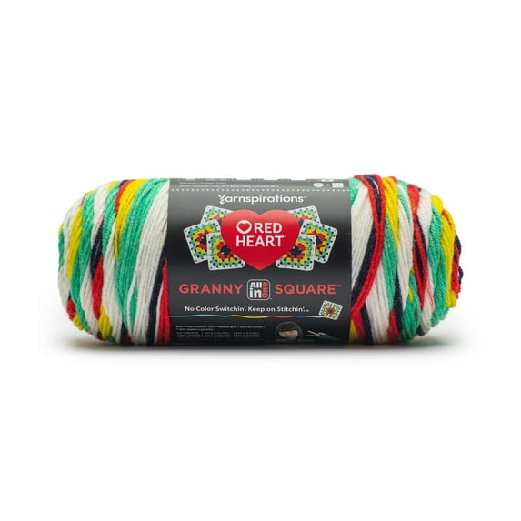 Red Heart Granny Square 250g Soft White - Green Scream
