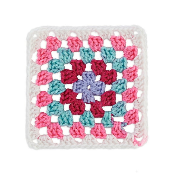 Red Heart Granny Square 250g Soft White - Pink Punch