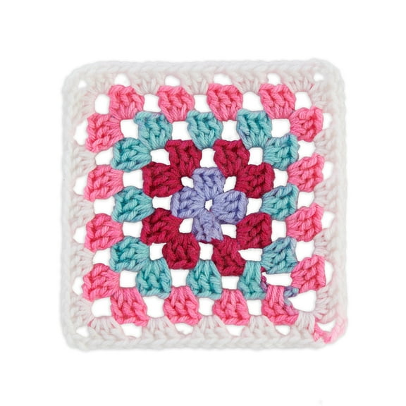 Red Heart Granny Square 250g Soft White - Pink Punch