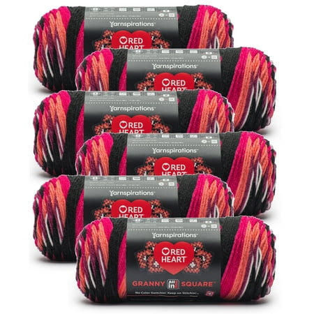 Red Heart™ Granny Square 250g Yarn (6 Pack), Black - Carnation Code