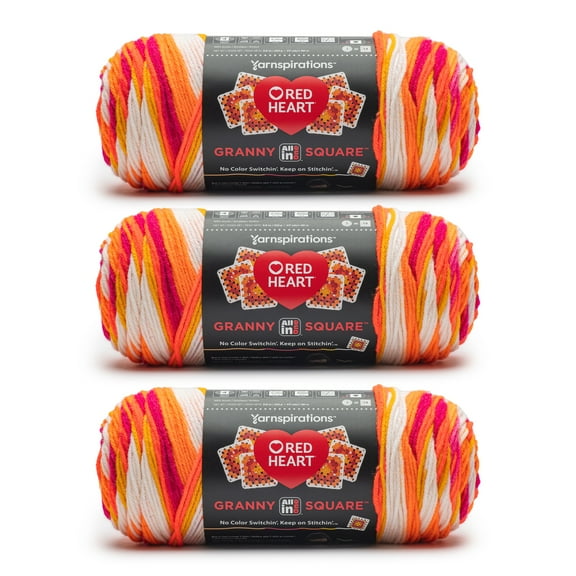 Red Heart® Granny Square™ #4 Med Acrylic Yarn, Wht-citrus twist 250g 417yd (3Pk)