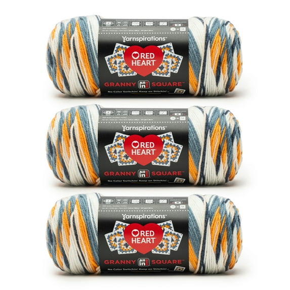 Red Heart® Granny Square™ #4 Med Acrylic Yarn, Wht-peachy keen 250g 417yd (3Pk)