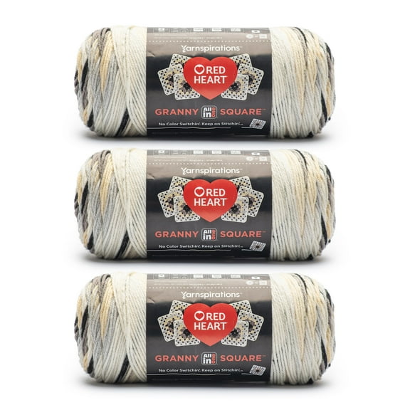 Red Heart® Granny Square™ #4 Med Acrylic Yarn, Wht-shadow 250g 417yd (3Pk)