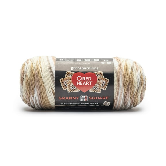 Red Heart Granny Square Yarn, Aran - Cream, #4 Medium, Acrylic, 8.8oz/250g, 417 Yards