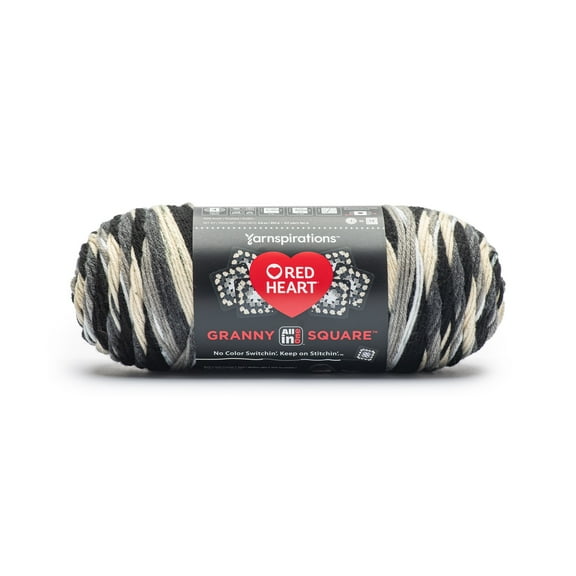 Red Heart Granny Square Yarn, Black - Dove, #4 Medium, Acrylic, 8.8oz/250g, 417 Yards