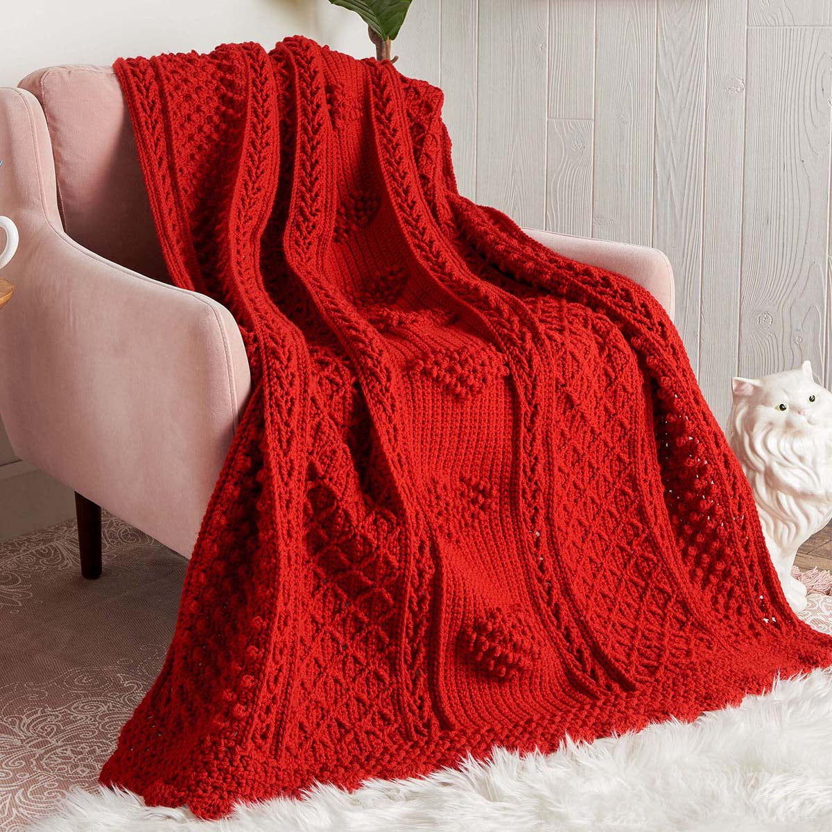 Red Heart Pompom Party Blanket Crochet Kit