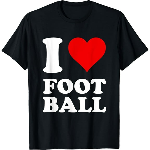 Red Heart I Love Football T-Shirt