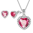 thumbnail image 1 of Red Heart Jewelry Sets Women Ruby July Birthstone Jewelry Set Necklace Earrings 925 Sterling Silver Fine Jewelry Christmas Birthday Valentines Gift for Wife Mom, 1 of 9