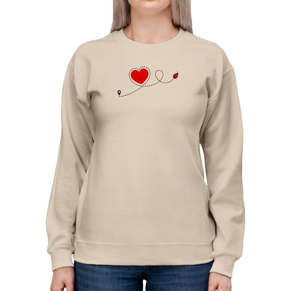 Red Heart Ladybug Sweatshirt Women -Image by Shutterstock, Female Large