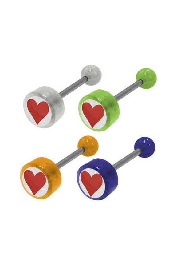 Red Heart Logo Barbell Tongue Ring