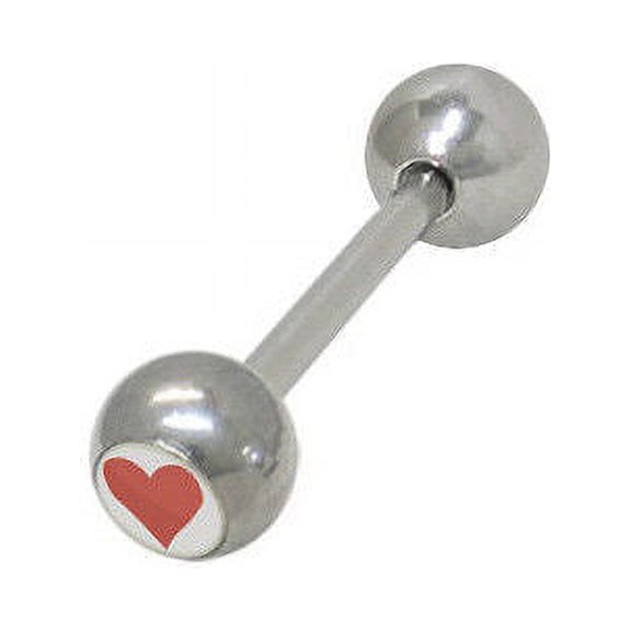 Red Heart Logo Tongue Ring