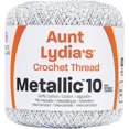 Red Heart Metallic Crochet Thread, 10, White/Silver