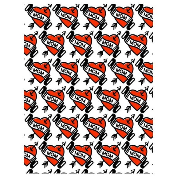 Red Heart Mom with Arrow Tattoo Pattern Edible Image Cake Border Strips, by Tnct. (1 Count)