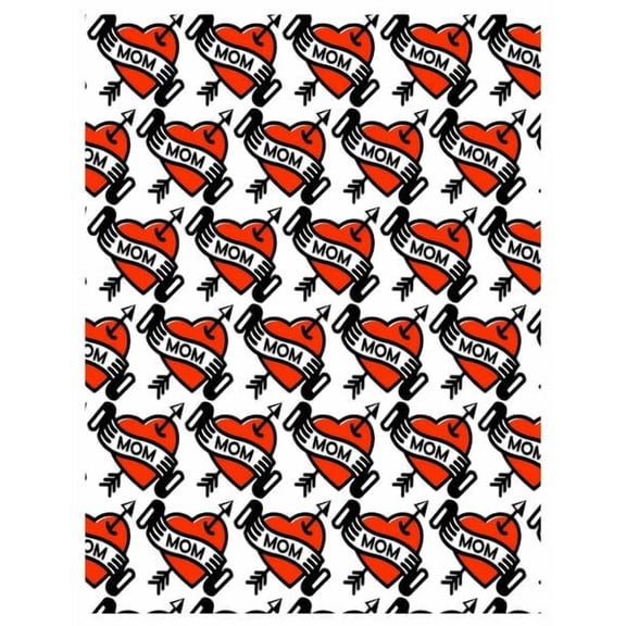 Red Heart Mom with Arrow Tattoo Pattern Edible Image Cake Topper for Quarter Sheet Cake, by Tnct. (1 Count)