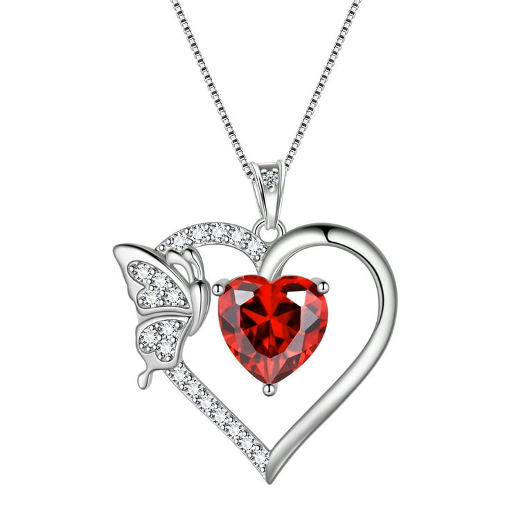 Sterling Silver Gemstone Butterfly Heart Pendants Sterling Silver Gemstone Butterfly Heart Pendants