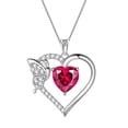 thumbnail image 1 of Red Heart Necklace Butterfly July Birthstone Necklace Ruby Crystal 925 Sterling Silver Pendant Jewelry Women Wedding Birthday Mother's Day Gifts, 1 of 10