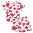 thumbnail image 1 of Red Heart Pattern Summer Pajama Set Soft Cotton Short Sleeve Sleepwear 2PCS Pajama Sets Breathable Lounge Set Size 14Y, 1 of 7