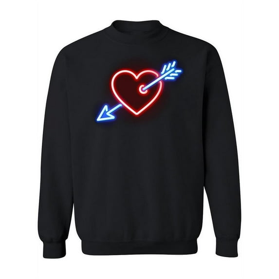 Red Heart Pierced By Cupid Neon. Sweatshirt Women -Image by Shutterstock, Female x-Large