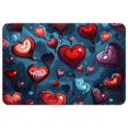 Red Heart Print Washable Square Area Rug, NonSlip Floor Mat for Indoor