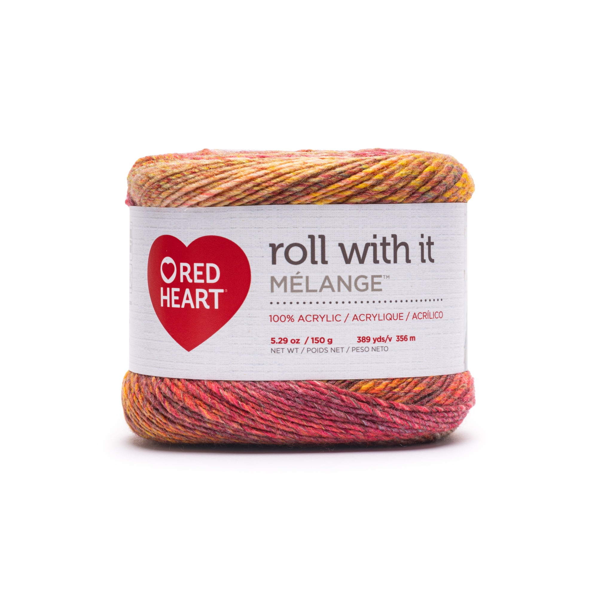 Red Heart® Roll With It Melange™ #4 Worsted (Medium) Acrylic Yarn, Amertrine 5.29oz/150g 389 Yards