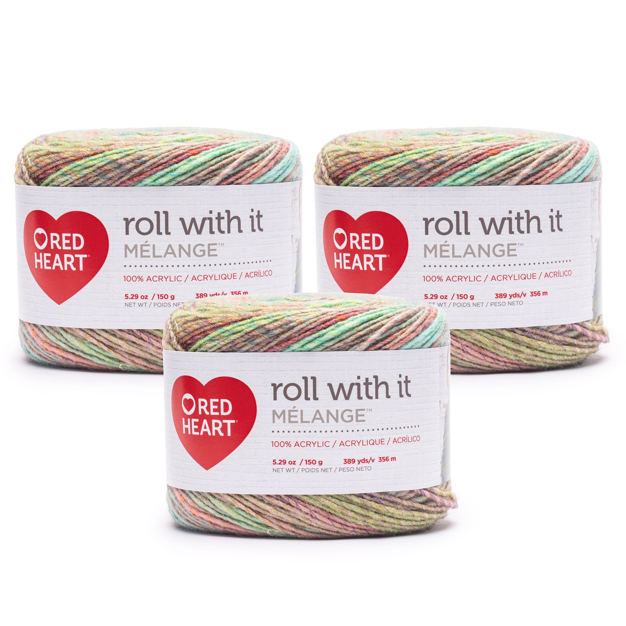 Red Heart® Roll With It Melange™ #4 Worsted (Medium) Acrylic Yarn