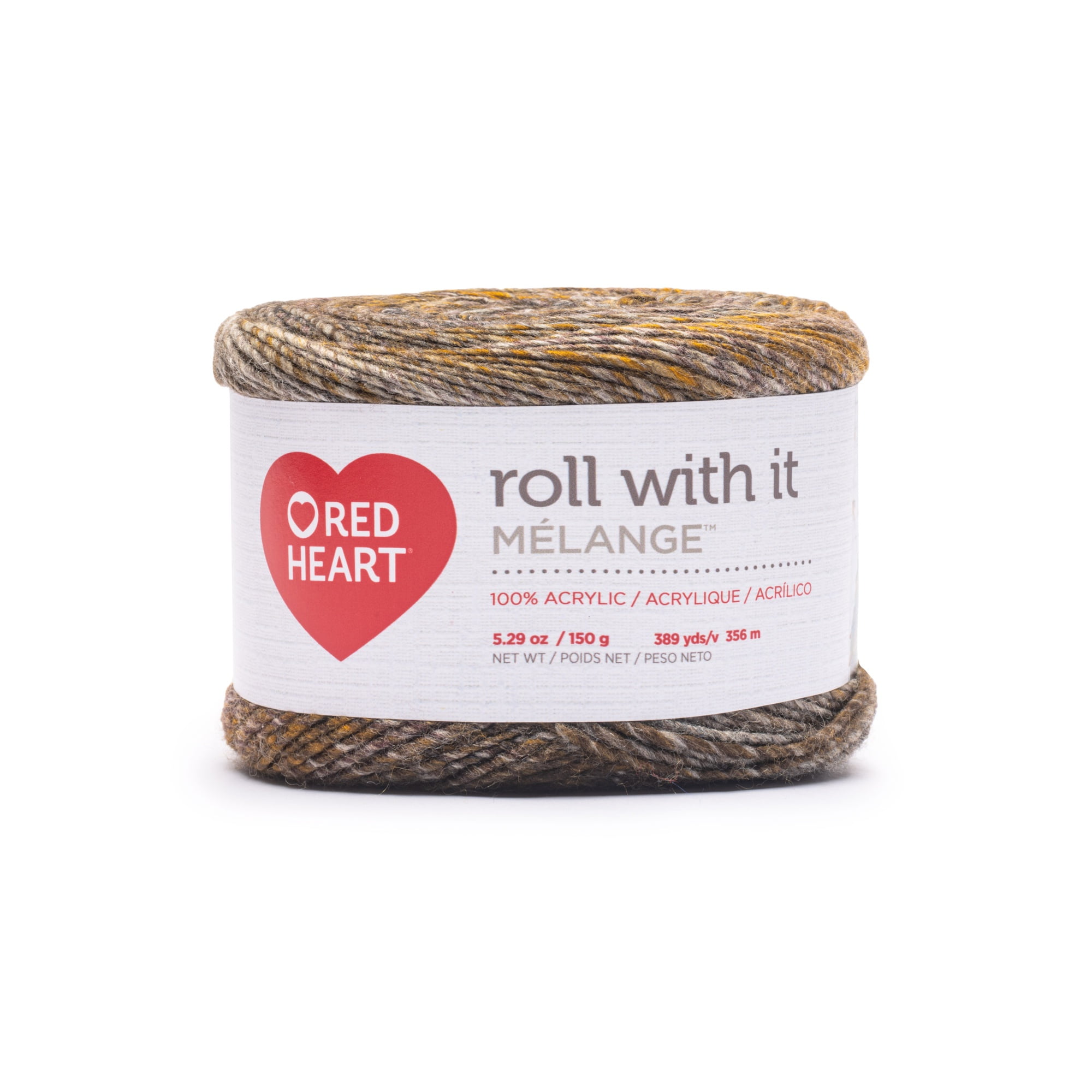 Red Heart® Roll With It Melange™ #4 Worsted (Medium) Acrylic Yarn, Tiger's Eye 5.29oz/150g 389 Yards