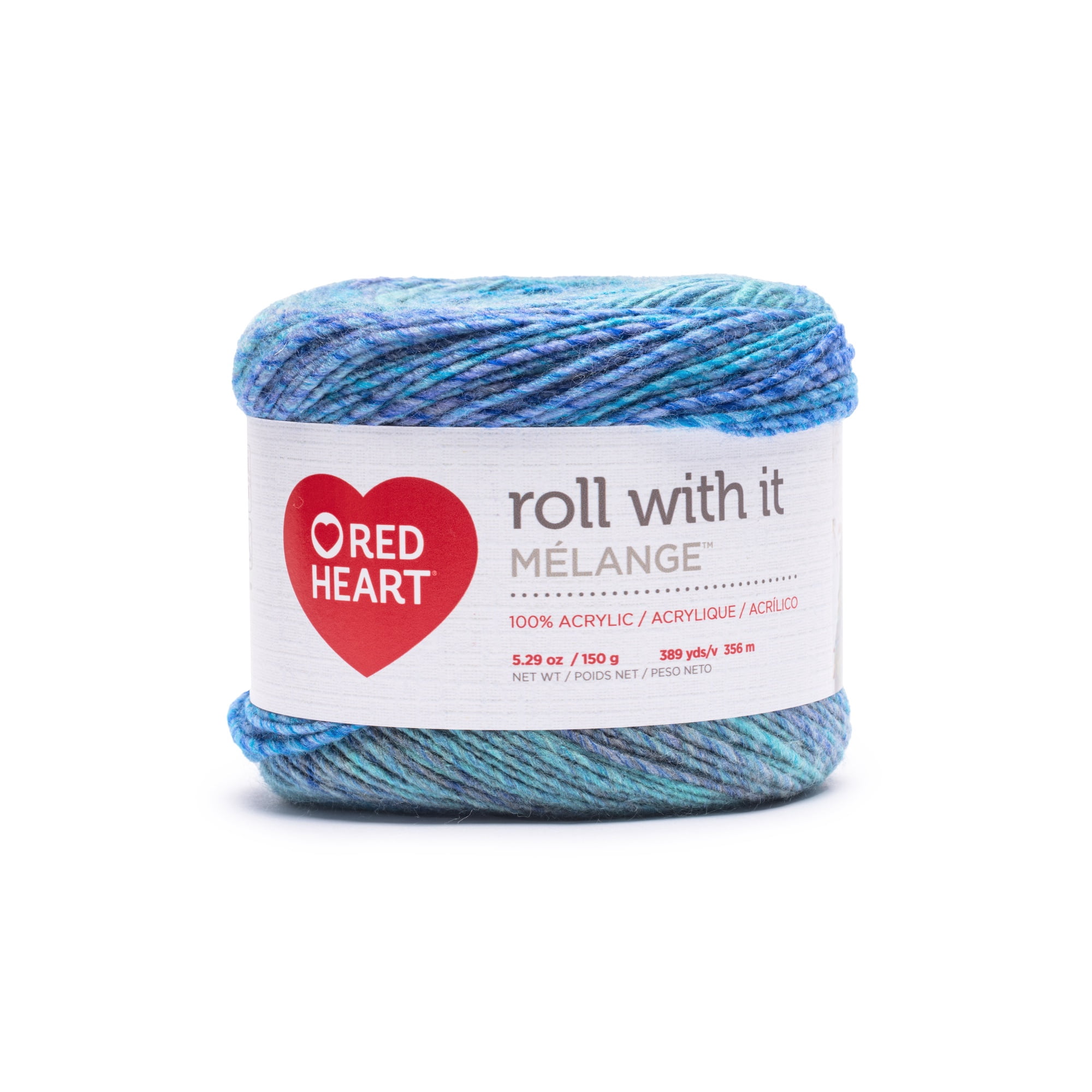 Red Heart® Roll With It Melange™ #4 Worsted (Medium) Acrylic Yarn, Vivianite 5.29oz/150g 389 Yards