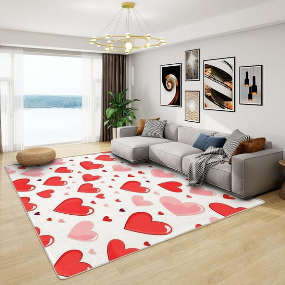 Red Heart Rug, Love Rugs For Living Room Bedroom, Washable Non Slip Soft Small Carpet, Patterned Area Rugs & Home Decor