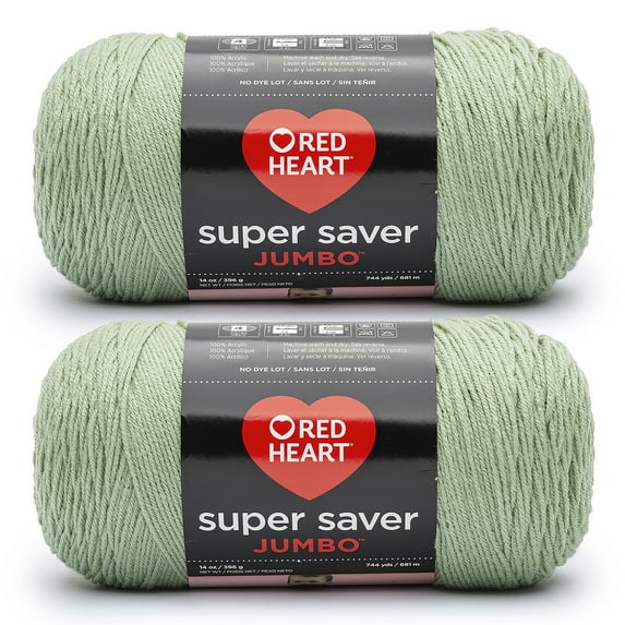 Red Heart® Super Saver Jumbo™ #4 Worsted Acrylic Yarn, Frostygreen 14oz/396g 744 Yards (2 Pack)