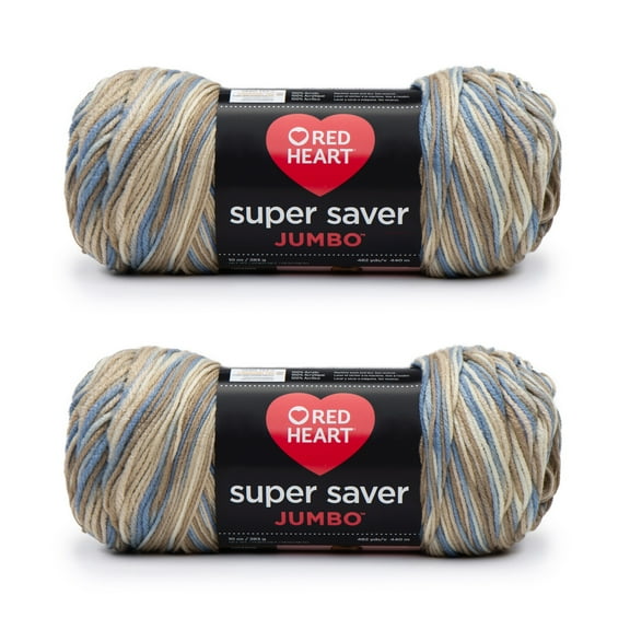 Red Heart® Super Saver Jumbo™ #4 Worsted Acrylic Yarn, Mirage 10oz/283g 482 Yards (2 Pack)