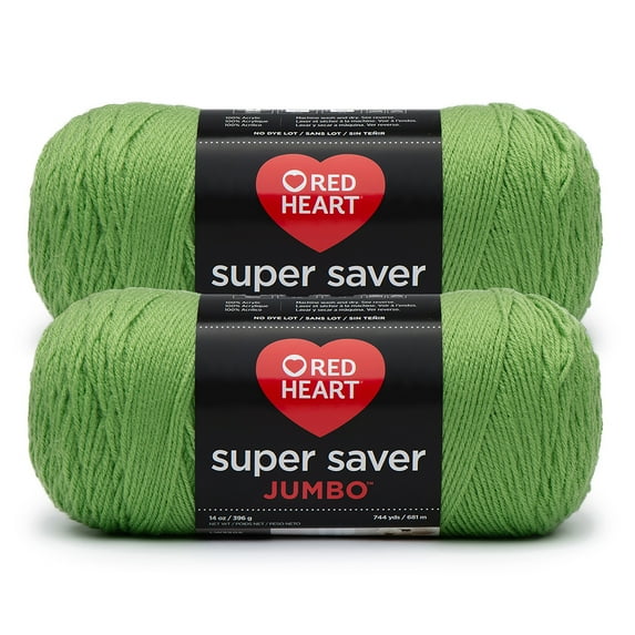 Red Heart® Super Saver Jumbo™ #4 Worsted Acrylic Yarn, Springgreen 14oz/396g 744 Yards (2 Pack)
