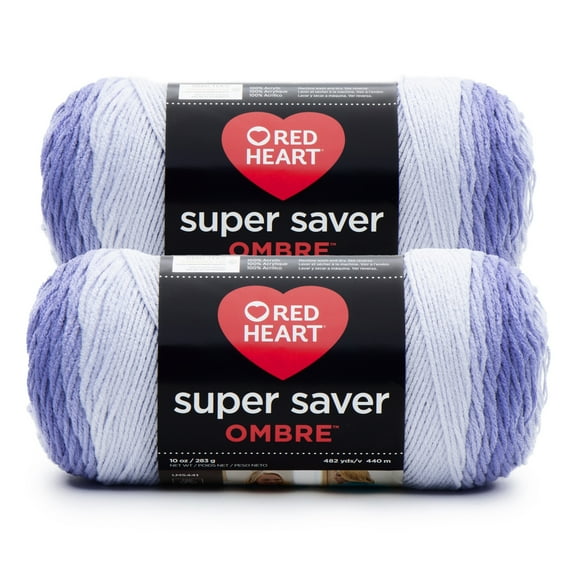 Red Heart® Super Saver Ombre™ #4 Worsted Acrylic Yarn, Bajablue 10oz/283g #482 Yards (2 Pack)