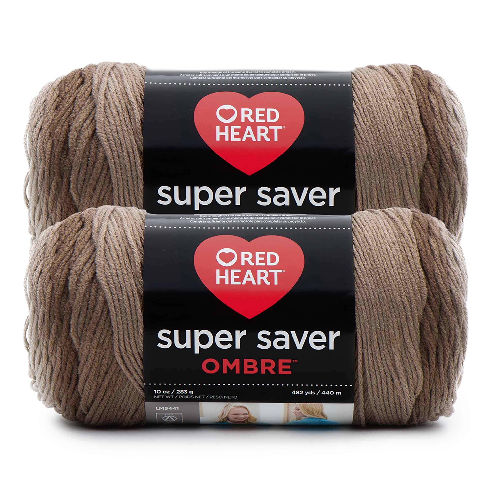 Red Heart® Super Saver Ombre™ #4 Worsted Acrylic Yarn, Cocoa 10oz/283g #482 Yards (2 Pack)