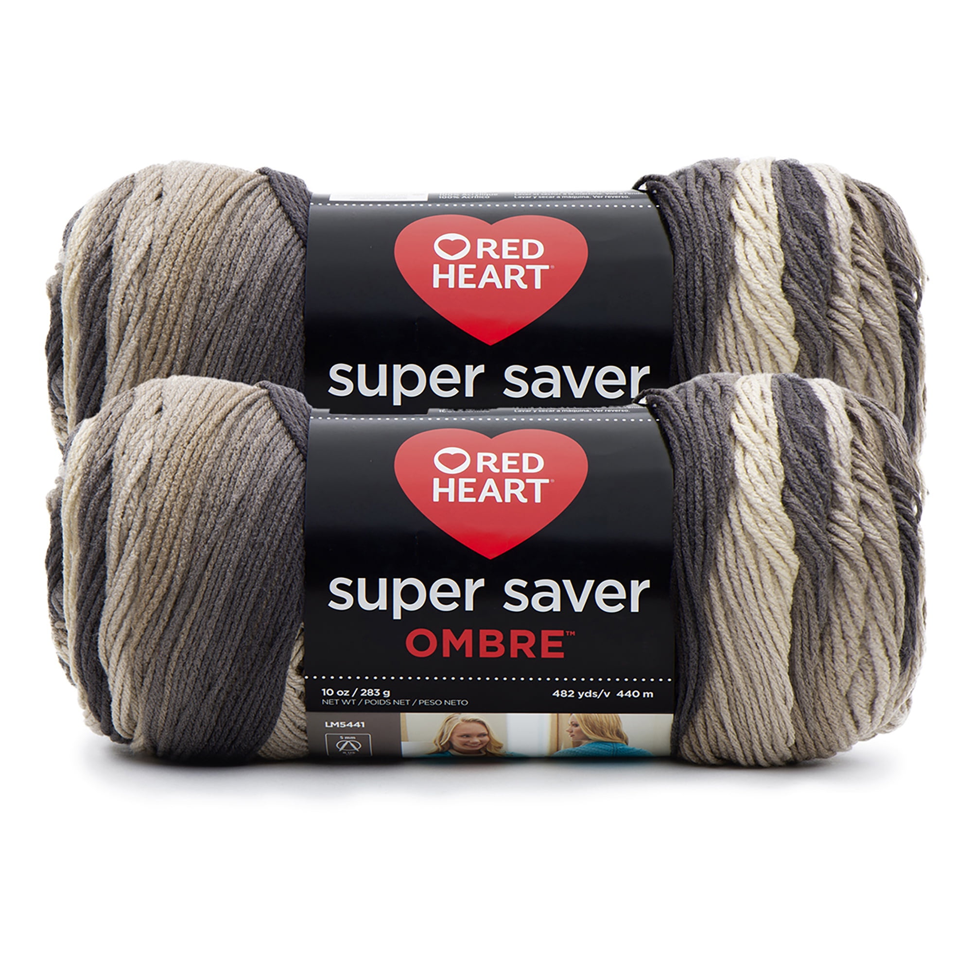 Red Heart® Super Saver Ombre™ #4 Worsted Acrylic Yarn, Hickory 10oz/283g #482 Yards (2 Pack)