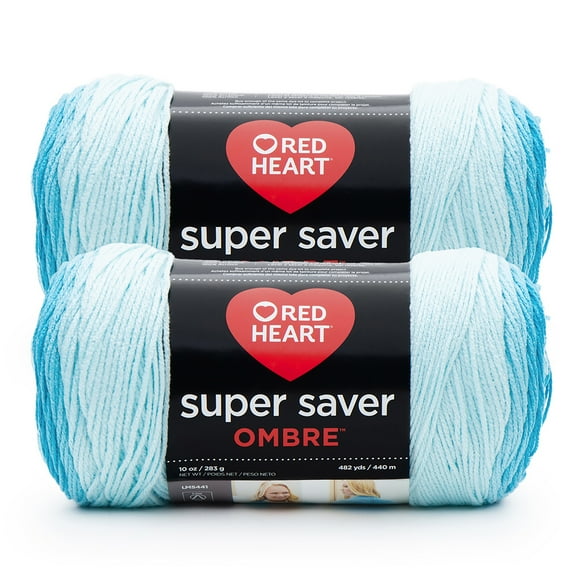 Red Heart® Super Saver Ombre™ #4 Worsted Acrylic Yarn, Scuba 10oz/283g #482 Yards (2 Pack)