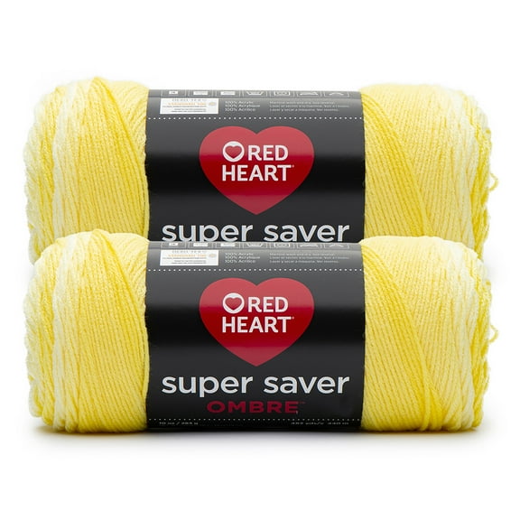 Red Heart® Super Saver Ombre™ #4 Worsted Acrylic Yarn, Sunny 10oz/283g #482 Yards (2 Pack)
